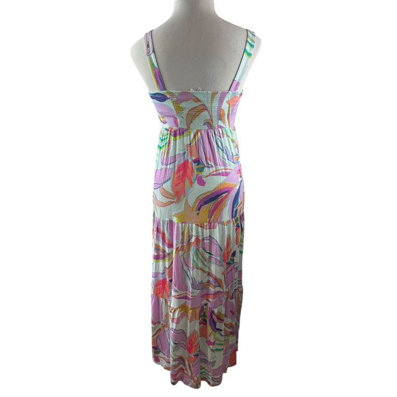 Soma Wknd Soft Jersey Trapeze Maxi Bra Dress Tiered in Fresh Tropical Medium - Picture 15 of 16